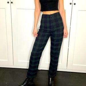 Navy blue/ Green checkered pants